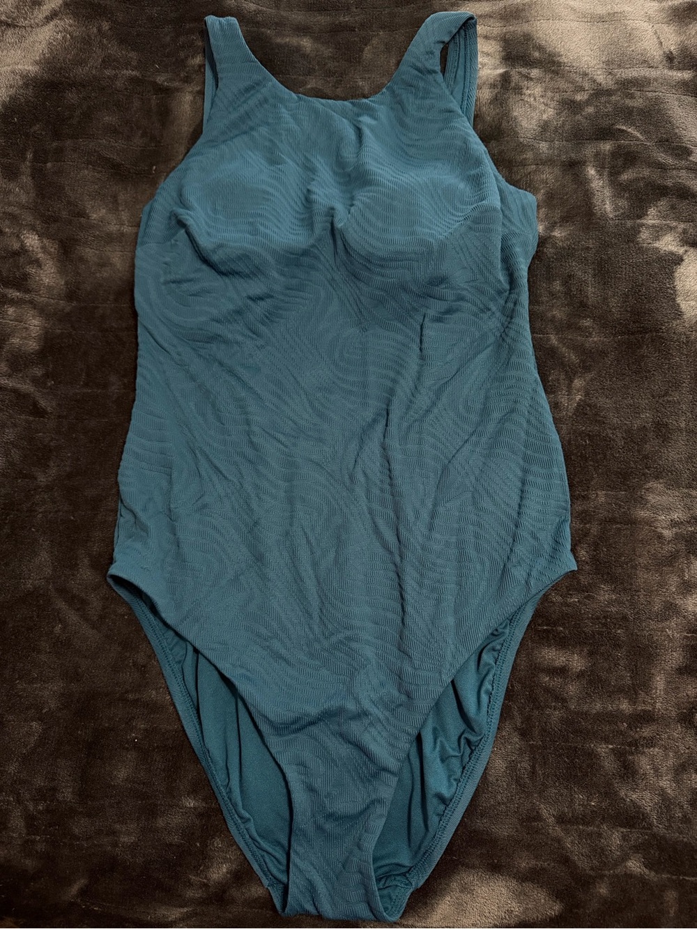 EUC Shade & Shore Teal High Neck Swimsuit Size L (12-14)